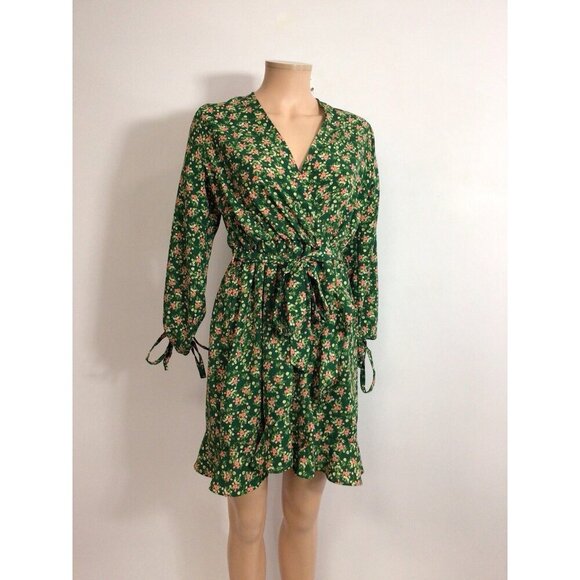 Boho Floral Green Dress Womens Large - Picture 3 of 8